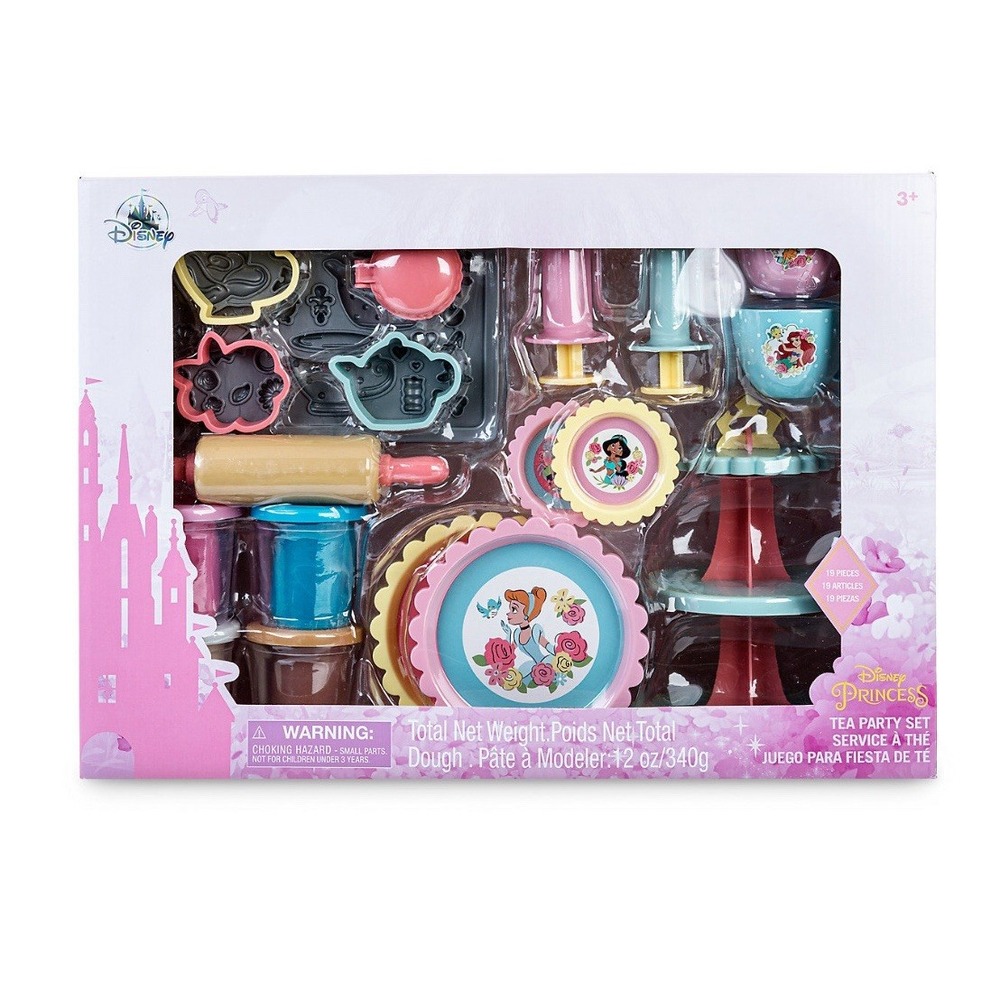Disney Princess Tea Party Set 19‎ Pcs With 4 Cans Dough, Cookie Cutter New